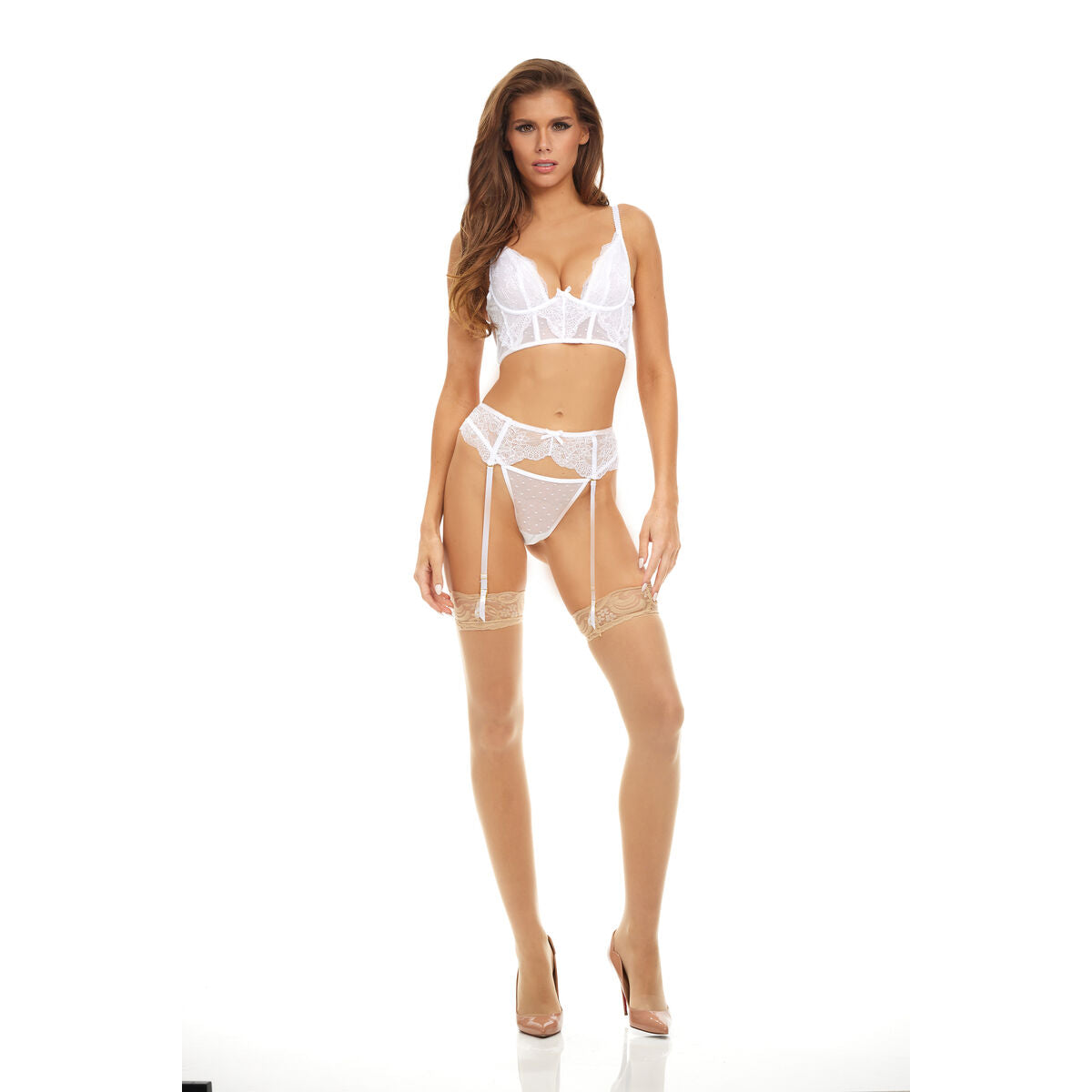 Set di Lingerie Bombshell Boudoir Bianco (L)