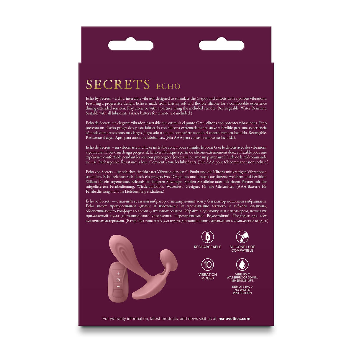 Butt Plug Vibrante NS Novelties Secrets Rosa