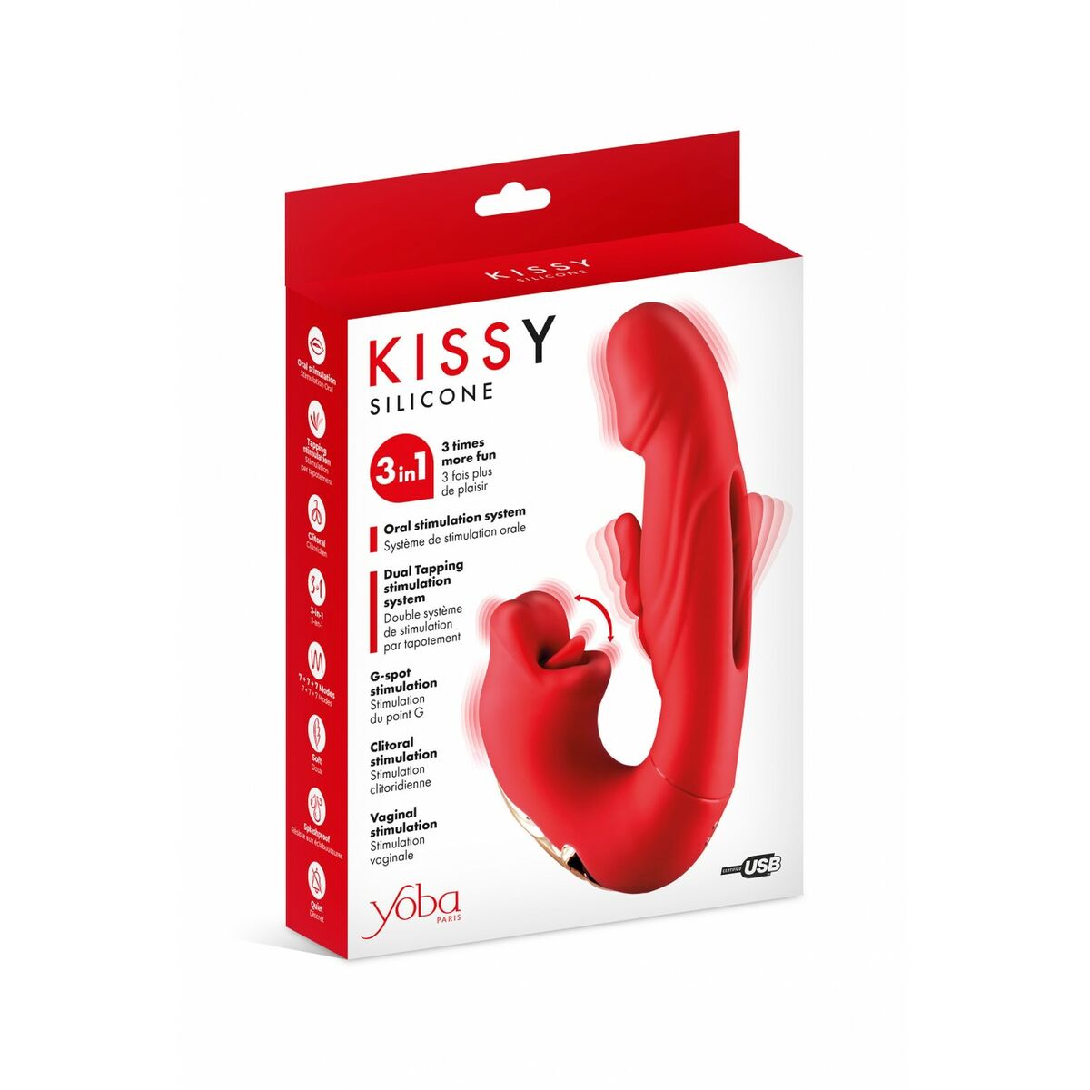 Vibratore Doppia Stimolazione Yoba Kissy  Rosso