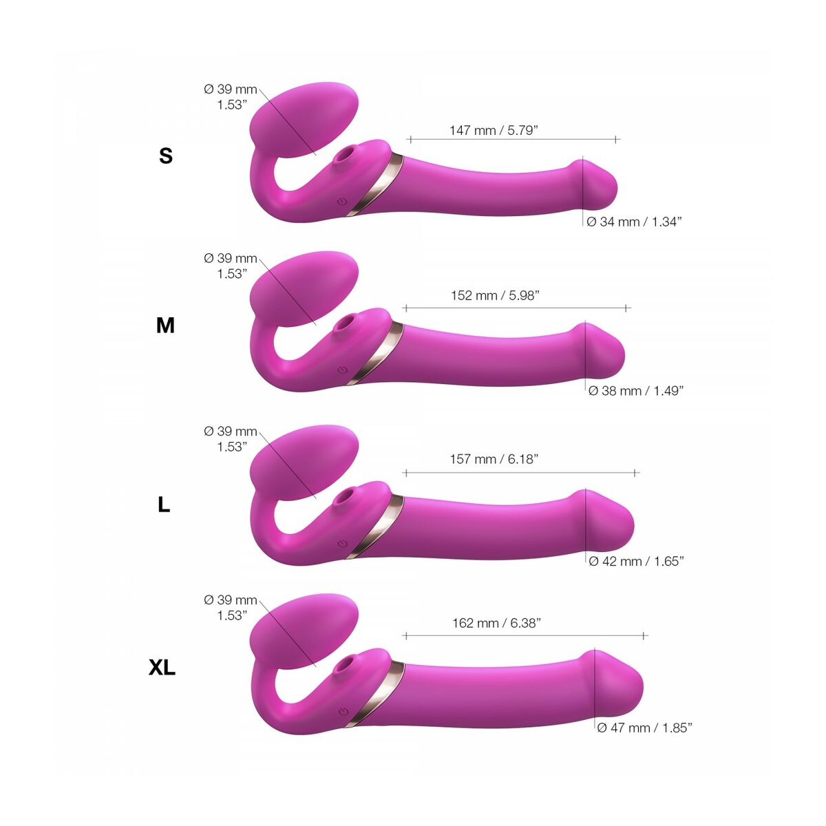 Vibratore Strap-on-me 6017449 Rosa L