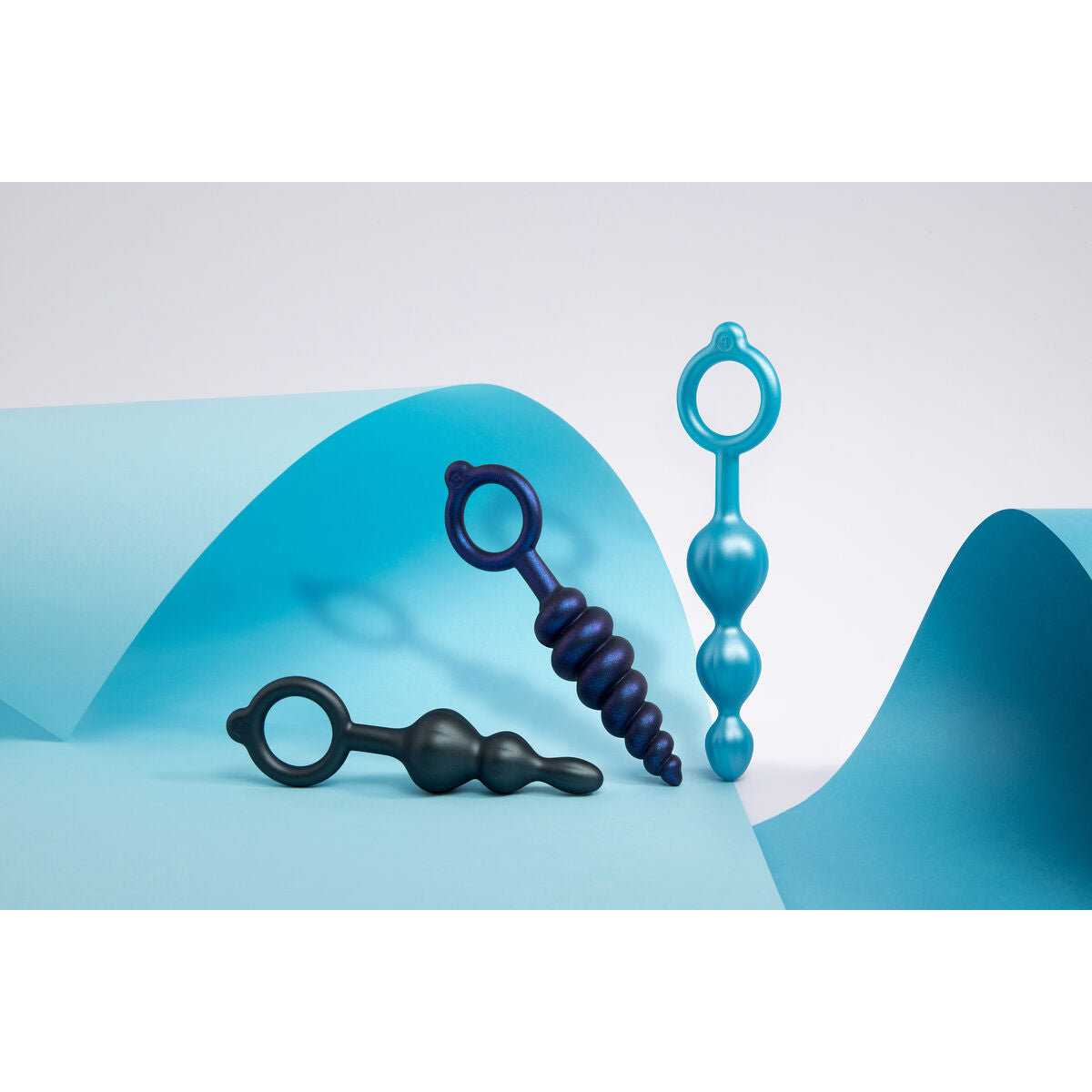 Plug Anale B-Vibe Azzurro 3 Pezzi