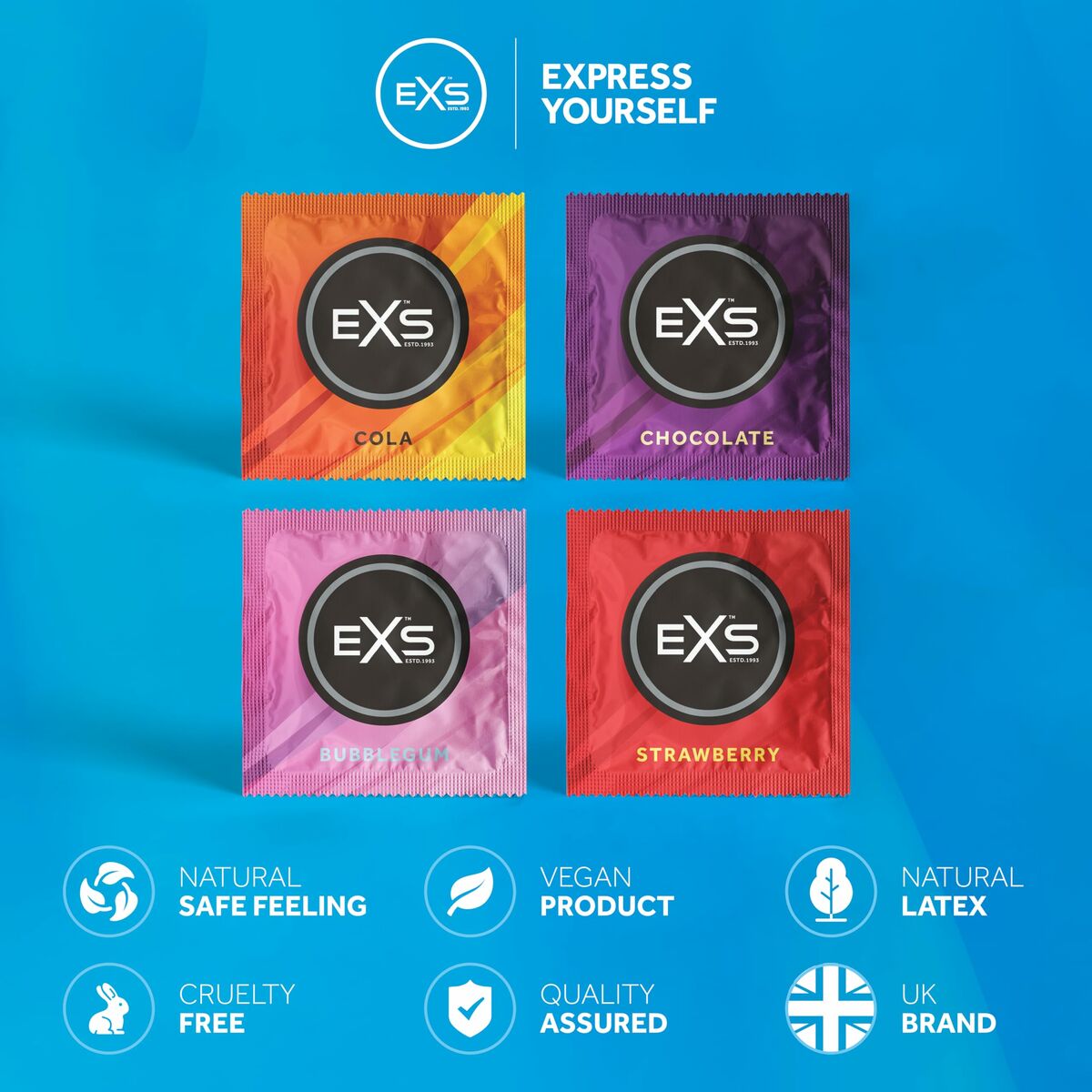 Preservativi EXS Mixed Cioccolato Coda Fragola Chewing Gum 12 Unità
