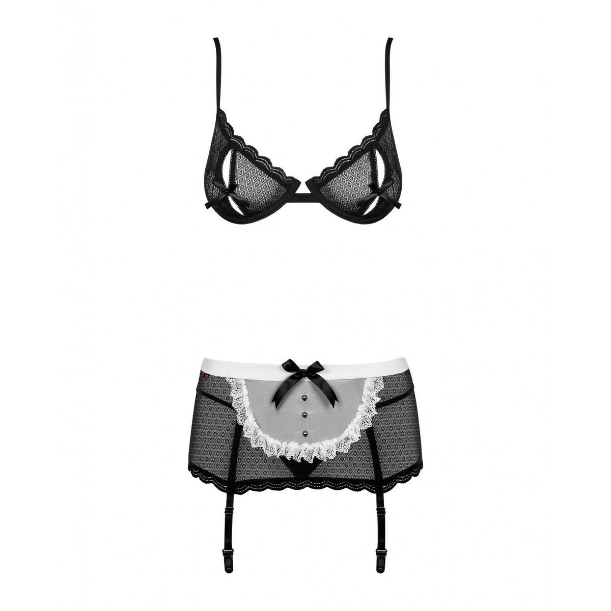 Set di Lingerie con Pizzo Obsessive Maidme S/M Nero