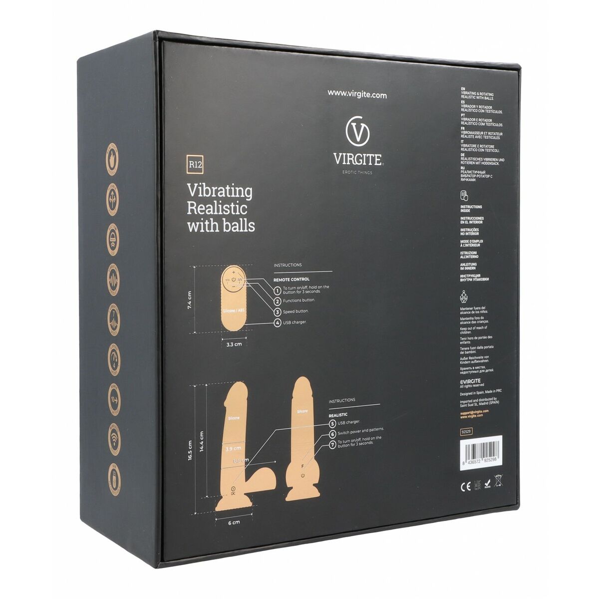 Dildo Realistico Virgite R12 Nero 14,4 cm